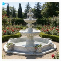 Fontaines d'eau à niveaux en marbre blanc coulé à la main, écologiques, modernes, en pierre naturelle, pour jardins extérieurs et places publiques, à vendre