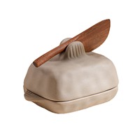 Boîte à beurre en céramique artisanale texturée, pot à beurre en poterie rustique avec couvercle, vaisselle de cuisine pour la maison et les restaurants
