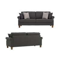Sofá de 3 Plazas Nuhoom Sophisticated Buckram Fabric IMPALA con Patas de Roble Malayo, Diseño Clásico Moderno, Respaldo Acolchado Enrollado para Sala de Estar