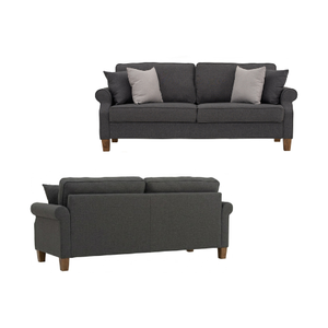Sophisticated Grey Fabric IMPALA 3 Seater <b>Sofa</b> Modern Large Couch with Sturdy Wood Base <b>for</b> Contemporary Home Interiors - Product Image 6