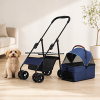 Poussette de luxe pour animaux de compagnie avec porte-bébé détachable, légère (1,7 kg), pliable et respirante pour chiens et chats, idéale pour les voyages, personnalisation OEM, vente en gros