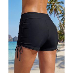 FOXA Shorts de baño para mujer con cintura en V cruzada y cordón lateral, pantalones cortos de secado rápido - Product Image 2