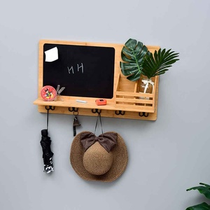 Pizarra Rectangular Multifuncional de Bambú <span class=keywords><strong>para</strong></span> Montar en la Pared con Ganchos <span class=keywords><strong>para</strong></span> <span class=keywords><strong>Llaves</strong></span> y Estante de Almacenamiento de Tela <span class=keywords><strong>para</strong></span> Sala de Estar o Entrada - Product Image 4
