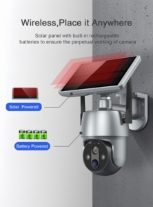 Caméra de sécurité extérieure PTZ solaire 4G 5MP, conception à 3 objectifs, stockage cloud 12MP, vision nocturne 8MP - Product Image 4