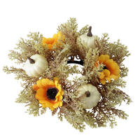 Couronne de bougies personnalisée automne citrouille tournesol, feuilles de mousse artificielles, décoration de table pour la maison
