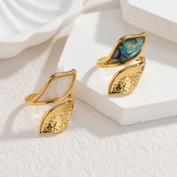Cincin Terbuka Gaya Lautan Irregular Mewah Baru dari Baja Anti Karat, Tidak Mudah Luntur, Cincin Jari Fashion untuk Wanita