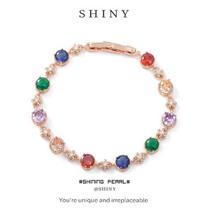 Fashion Charm <b>Bracelet</b> Colored Zircon Star Design Party Jewelry <b>Copper</b> Alloy Bezel Setting - Product Image 5