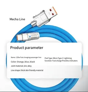 Cable de carga rápida tipo C 6A Cable de carga tipo C de aleación de zinc de 120W para teléfono Android