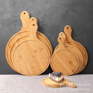 Solid wood pizza <b>tray</b> with handle, bamboo sushi cake <b>tray</b>, Western food wooden <b>tray</b>, tableware pizza board - Product Image 1
