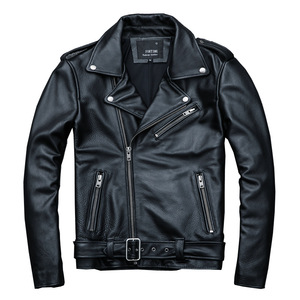 Chaqueta de cuero para hombre de alta resistencia, estilo urbano, con diseño de corazón y huesos en patchwork, de piel de vacuno, tipo bomber con ribetes acanalados - Product Image 4