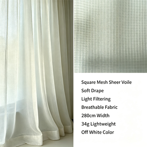 <span class=keywords><strong>Voilage</strong></span> carré <span class=keywords><strong>blanc</strong></span> en maille, <span class=keywords><strong>tissu</strong></span> 100% polyester teint 22W-10, filtrant la lumière, respirant, pour fenêtre, chambre et salon - Product Image 4