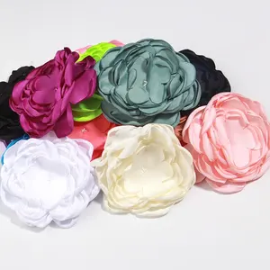 5 Stück/Set 9,5 cm Brandkante Satin Chiffon Blume für Baby Mädchen Haarzubehör Kopfbänder keine Clip Brosche Heimwerker Heimdekoration Hochzeit