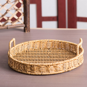 Cesta de Almacenamiento Ovalada de Imitación de Ratán con Asa para Exhibir Frutas y Servir Bocadillos - Product Image 4