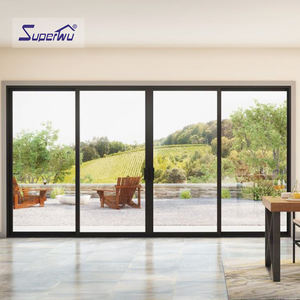 <span class=keywords><strong>Porte</strong></span> coulissante empilable en aluminium à vue panoramique et <span class=keywords><strong>seuil</strong></span> bas, double vitrage trempé, étanche et sécurisée pour cour, conforme aux normes NFRC NOA AS2047 2026 - Product Image 1