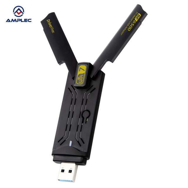WiFi 7 USB Adapter BE6500, Tri-Band 2.4/5/6 GHz USB 3.0 Dongle for Desktop & Laptop, Ultra-Low Latency High Speed