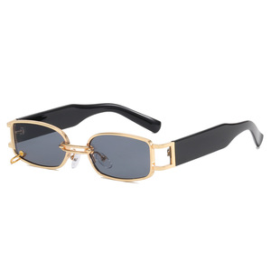 Lunettes de soleil rétro à monture métallique, lunettes de soleil de luxe tendance avec chaîne pour femmes et hommes - Product Image 4