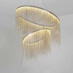 Modern Led <strong>Silver</strong> Metal Hanging Lamp Hotel Restaurant Contemporary Tassel <strong>Ceiling</strong> <strong>Light</strong> Dining Room Chandelier Pendant <strong>Lights</strong> - Product Image 4