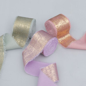 经典全息4CM*5M/卷烫金雪纺丝带毛绒婚礼情人节花束流苏拖尾布料 - Product Image 2