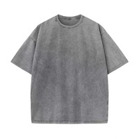 Sport T-shirt voor heren, 100% katoen, basic, effen, vintage acid wash, met aangepaste geborduurde logo, korte mouwen.