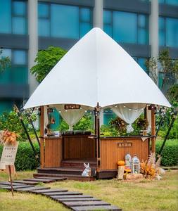 Public Scenic Resort Area Light Luxury Veil Tent Cabin Camping Structure ouverte Auvent de maison en bois pour célébration Party Catering - Product Image 5