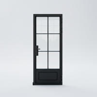Puerta de Vidrio con Marco Estrecho de Aleación de Aluminio con Rotura de Puente Térmico BOCHARM, Diseño Gráfico Moderno con Rejilla Exterior y Aislamiento Térmico