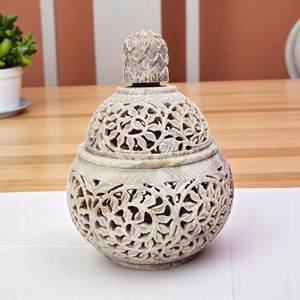 หินอ่อนสีเขียวขัดเงาสวยงาม8 "งานฝีมือทำจากหินที่มีลวดลายเป็นเส้น - Product Image 3