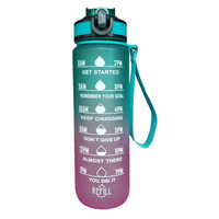 Bouteille de sport 1L tasse en plastique avec paille bouteille d'eau avec marqueur de temps de motivation bouteille d'eau changeant de couleur tasse d'eau personnalisée