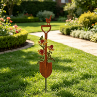 Nouveauté : Piquet décoratif en métal finition rustique pour oiseaux et fleurs, idéal pour patio, pelouse et aménagement extérieur
