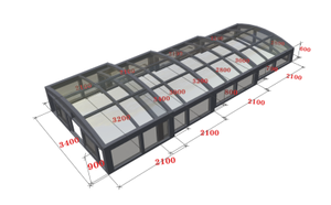 Venta directa de fábrica, cubierta de piscina de policarbonato retráctil moderna <span class=keywords><strong>para</strong></span> exteriores, recintos telescópicos - Product Image 4