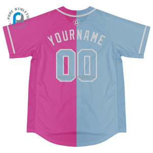 PURE rose et bleu sublimé séchage rapide Baseball T-Shirt personnalisé hommes jeunesse maillot Baseball v cou uniforme Softball Baseball - Product Image 4