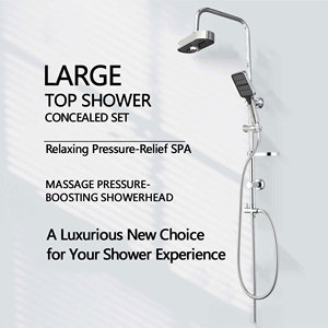 Ensemble <span class=keywords><strong>de</strong></span> douche complet avec grand panneau <span class=keywords><strong>de</strong></span> douche pluie, chromé, réglable en hauteur, prend en charge les commandes OEM et ODM - Product Image 1