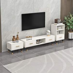 Mueble de TV moderno minimalista, soporte de TV para apartamento pequeño de estilo escandinavo con cajón y estante, muebles ligeros de lujo - Product Image 4
