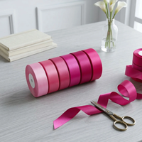 Ruban en satin de polyester rose bonbon, haute résistance des couleurs, plus de 196 couleurs en stock pour accessoires vestimentaires et garnitures de lingerie