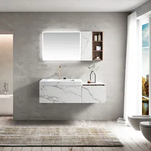 European popular luxury design white marble color top bathroom vanity for master bathroom