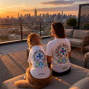 Conjunto de Camisetas Ligeras y Modernas con Patrón Cruzado a Juego para Dueños de Perros Grandes, Camiseta de Manga Corta de Algodón para Padres de Mascotas, Dorado - Product Image 1