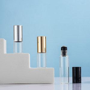 Flacon cylindrique roll-on en verre transparent pour parfum et huiles essentielles, 1ml, 2ml, 3ml, 5ml, 10ml, avec <span class=keywords><strong>bouchon</strong></span> personnalisé couleur et sérigraphie - Product Image 3