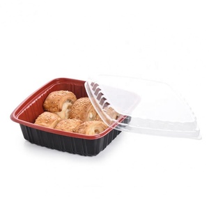Dùng Một Lần Màu Đỏ Bên Trong Màu Đen Bên Ngoài Pp Nhựa Mang Đi Airline Bento Box <span class=keywords><strong>Container</strong></span> Thực Phẩm - Product Image 2