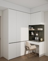 Bureau d'angle portable en bois contemporain et bibliothèque, meuble de salon et de salle à manger, bureau à domicile avec style panneau