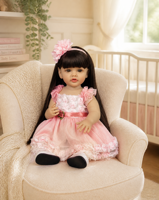Poupée Bébé Réaliste 22 Pouces en Silicone Souple et Vinyle, Enregistrement de Conversations Multilingues, Cadeau d'Anniversaire pour Fille, Personnalisable