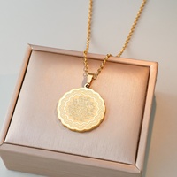 Collier Pendentif Ayatul Kursi en Acier Inoxydable avec Calligraphie Arabe Musulmane Allah, Bijou de Mode, Vente en Gros pour l'Aïd
