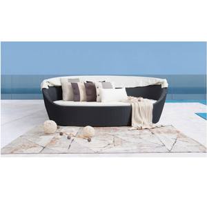 Outdoor-Freizeit <span class=keywords><strong>Poly</strong></span> <span class=keywords><strong>Rattan</strong></span> Sonnen liege Möbel Terrasse runde Chaiselongue - Product Image 2