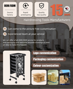 Chariot de salon en plastique <span class=keywords><strong>professionnel</strong></span> avec chariot de stockage mobile de <span class=keywords><strong>coiffure</strong></span> de beauté à 4 roues - Product Image 4