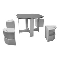 Ensemble table et chaises pour enfants de maternelle en MDF, style moderne et simple, avec table rectangulaire pour l'étude et les jeux et quatre chaises