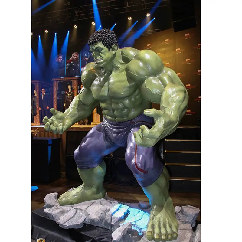 8 piedi di altezza di grandi dimensioni decorazione esterna in fibra di vetro pittura a grandezza naturale cartone animato statua scultura realistica Hulk statua Cinema