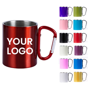 Custom Color Lightweight <b>Double</b> <b>Wall</b> Stainless Steel 304/201 14OZ Coffee <b>Mug</b> Carabiner Handle 6-Hour Thermal Insulation Boiling - Product Image 1