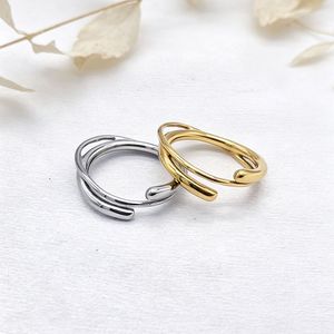 Yunnique – bague tressée géométrique minimaliste en acier titane pour hommes et femmes, bijoux unisexes à la mode, cadeau - Product Image 3