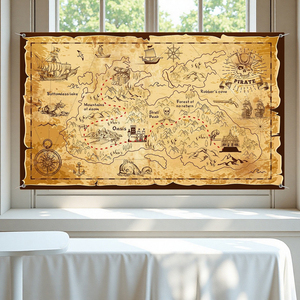 Bannière de <span class=keywords><strong>fond</strong></span> à thème <span class=keywords><strong>pirate</strong></span> pour fête, avec carte et bijoux, idéale pour les fêtes scolaires, carnavals, anniversaires et d'autres superbes décorations de fête - Product Image 1