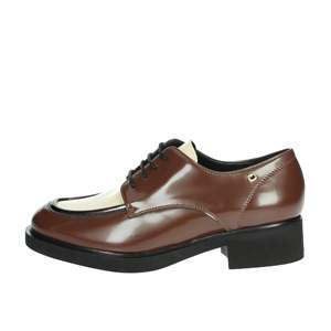 Zapatos de Vestir de Cuero Marrón Oxford para Mujer Donna Serena, Tacón de 39 cm - Product Image 1
