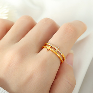 แหวนดีไซน์เรขาคณิต ฝังไมโครเพฟ ไทเทเนียมสตีล เครื่องประดับสำหรับสวมใส่ทุกวันสำหรับทั้งชายและหญิง - Product Image 4