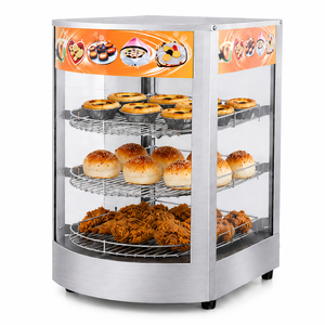 Vitrina Eléctrica con Calefacción para Mostrador, Exhibidor de Alimentos con Vidrio Curvo, Calentador de Alimentos de 3 Niveles de Acero Inoxidable, 220V - Product Image 1